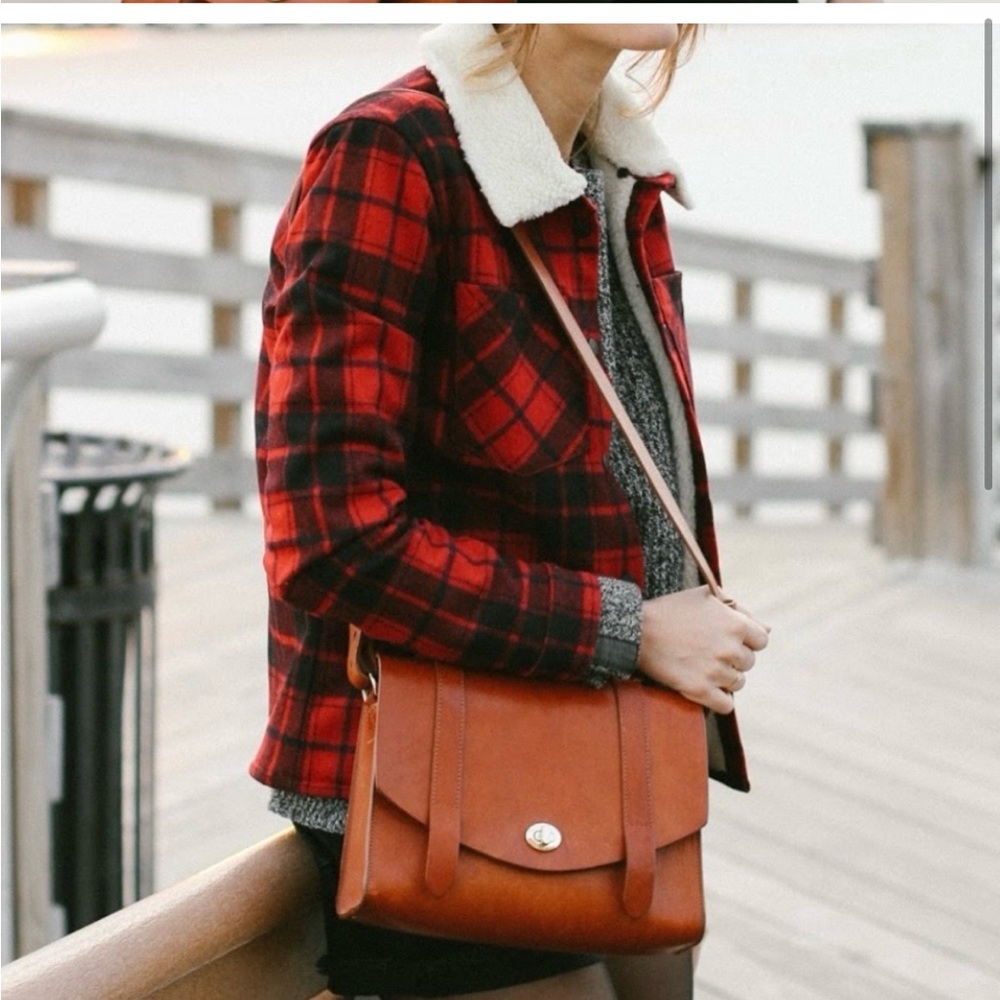 Sézane • Sherpa Wool Blend Plaid Jacket
